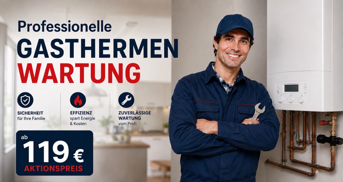 Professionelle Gasthermen-Wartung zum Aktionspreis ab 119 Euro – Sicherheit für Ihre Familie, Effizienz spart Energie und Kosten, zuverlässige Wartung vom Profi