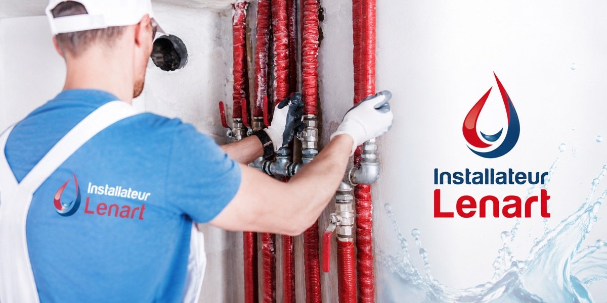 Installateur Lenart montiert neue Wasserleitungen an der Wand